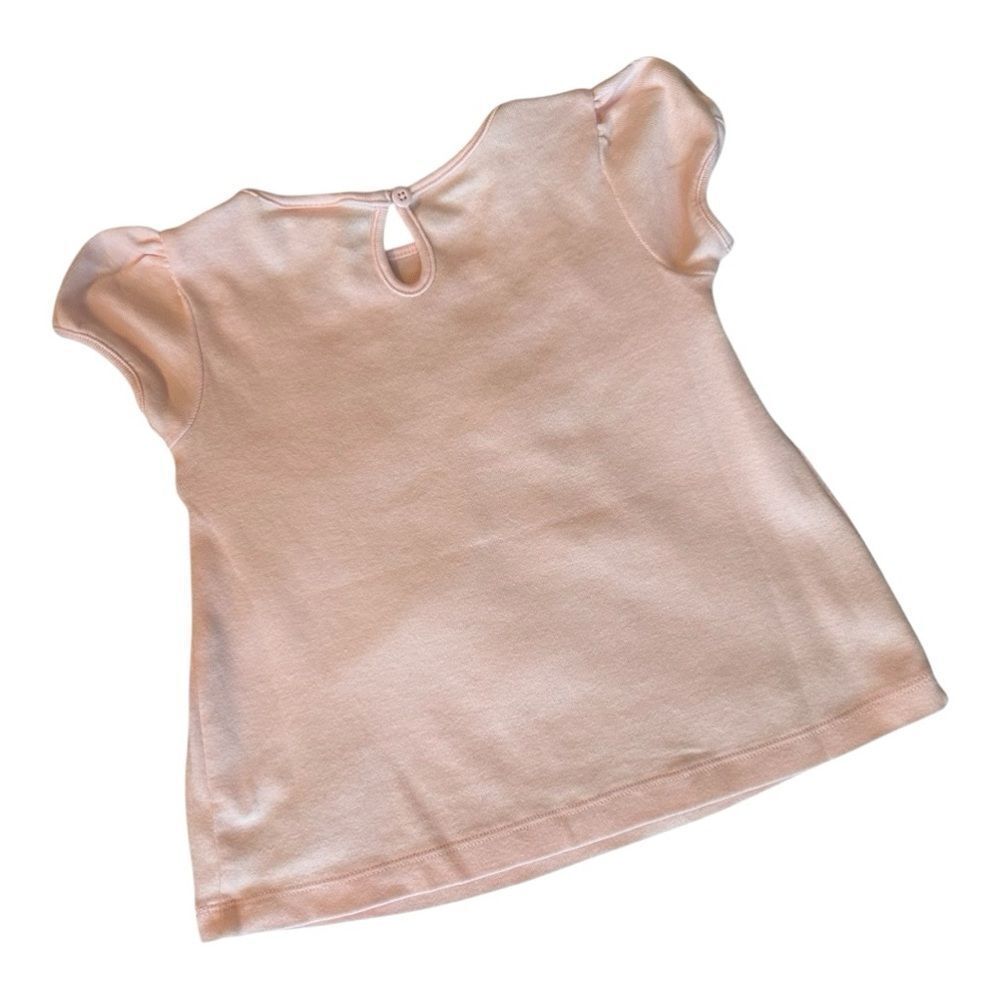 NWT Gymboree Vintage Spring Top Pink Puff Sleeves Bows Lace Girls Size 18-24M - Picture 2 of 5